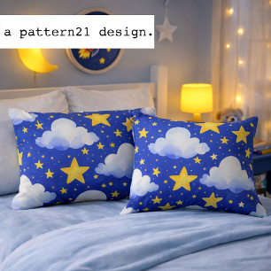 Coussin motif bleu ciel de nuit au coucher