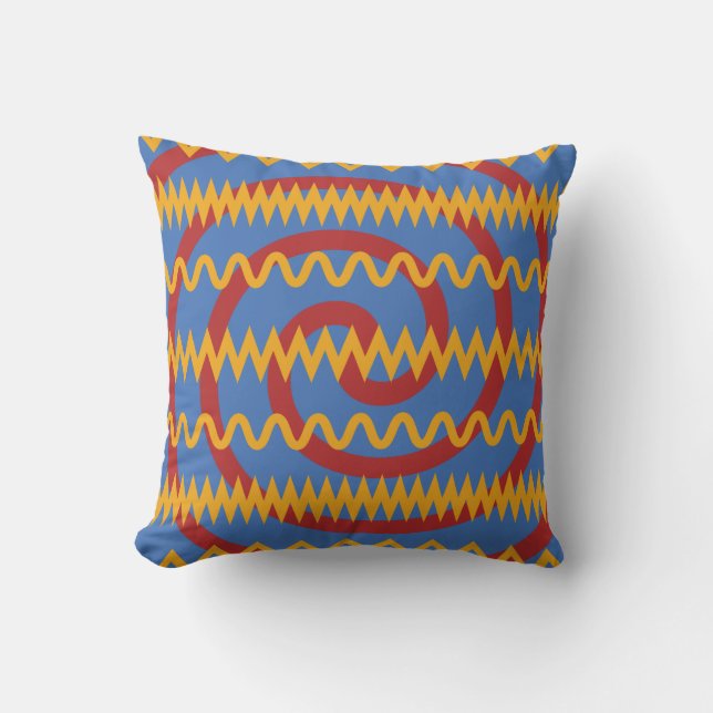 Coussin Motif bleu de remous d'orange d'amusement et de (Recto)