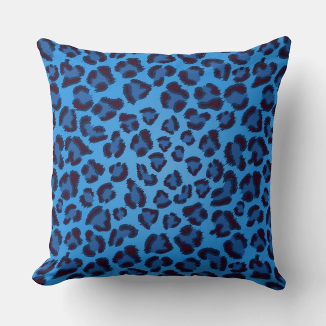 Coussin motif bleu de texture de léopard (Recto)