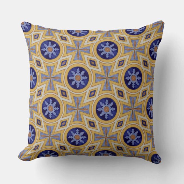 Coussin Motif bleu et jaune portugais de carreau de (Recto)