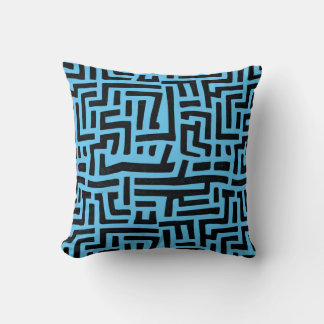 Coussin Motif bleu et noir | Motif de Maze géométrique