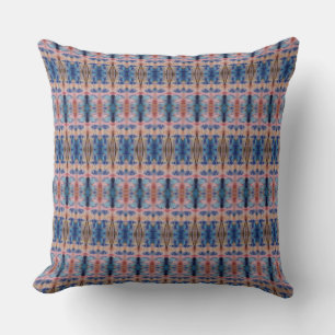 Coussin Motif bleu et Rose rose