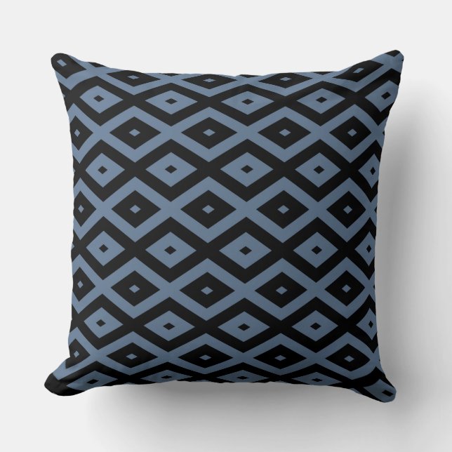 Coussin Motif bleu gris et noir diamant (Recto)