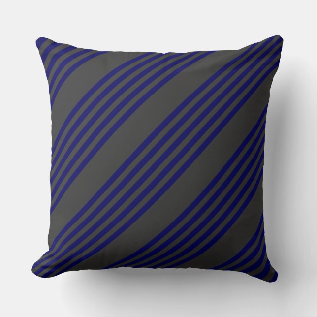 Coussin Motif bleu marine et charbon cinq bandes (Recto)