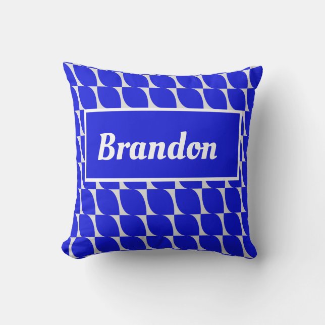 Coussin Motif bleu nom personnalisable  (Recto)
