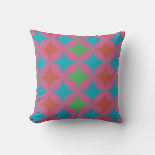 Coussin Motif bleu rose vert Super électrique des années 7 (Recto)