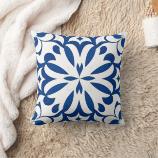 Coussin Motif bleu sur fond blanc