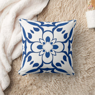 Coussin Motif bleu sur fond blanc