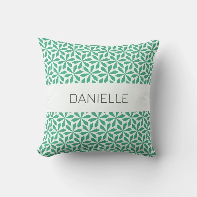 Coussin motif bleu vert blanc (Recto)