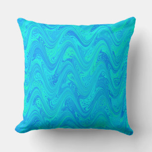 Coussin Motif bleu vert marbré