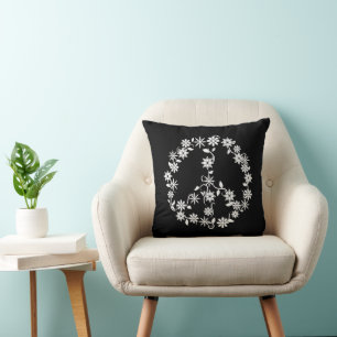 Coussin Motif bohème mignon symbole de paix