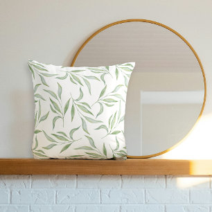 Coussin Motif botanique moderne de feuilles à l'aquarelle 