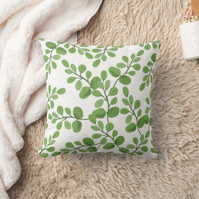 Coussin Motif botanique vert de printemps moderne Feuilles (Couverture)