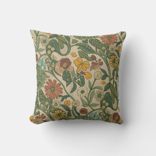 Coussin Motif botanique vintage transparent 