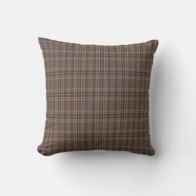 Coussin Motif Brown de plaid de café (Recto)
