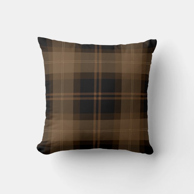 Coussin Motif Brown de Tartan noir (Recto)