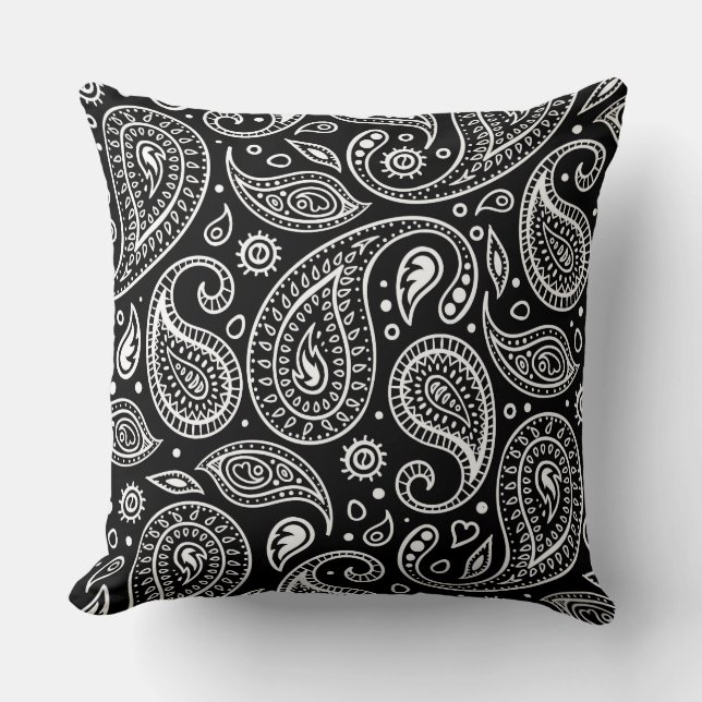 Coussin Motif cachemire noir et blanc (Recto)