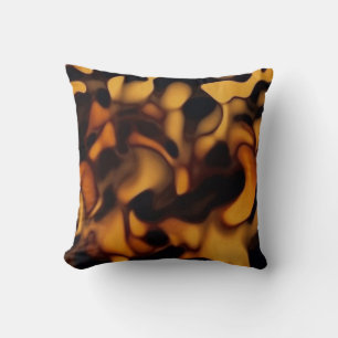 Coussin Motif Carapace de Tortue Écaillée Brun Ambre