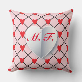 Coussin Motif cardiaque de l'anniversaire de couple éméré 