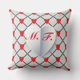 Coussin Motif cardiaque de l'anniversaire de couple éméré 
