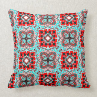 Coussin Motif Carré Aqua Red