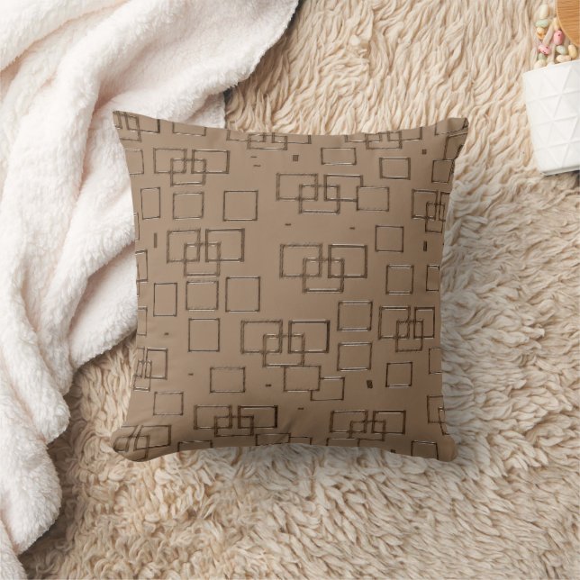 Coussin Motif Carré couleur café (Couverture)