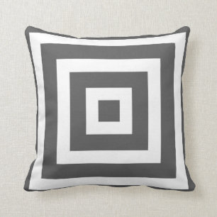 Coussin Motif Carré moderne en gris et blanc fusain