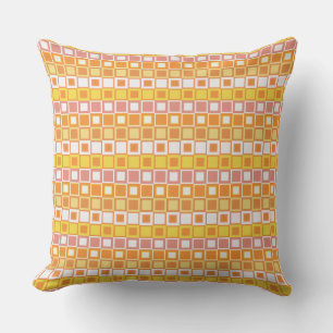 Coussin Motif carré orange et jaune vif
