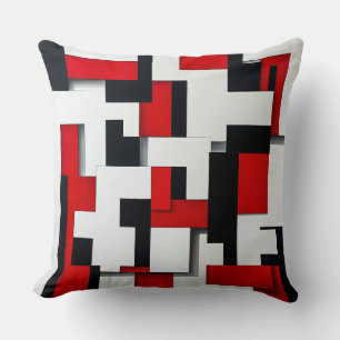 Coussin Motif carré rouge et noir
