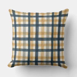 Coussin Motif carreau à pinceau aquarelle crémeux assourdi