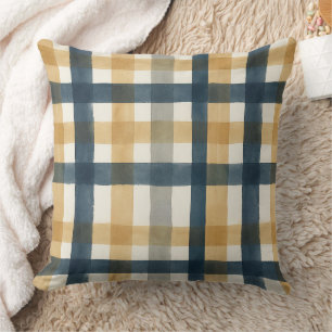 Coussin Motif carreau au pinceau aquarelle crémeux atténué