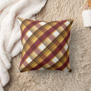 Coussin Motif carreauté couleur d'automne