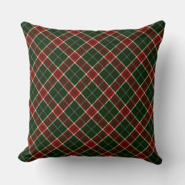 Coussin Motif carreaux de Noël rouge, crème et vert
