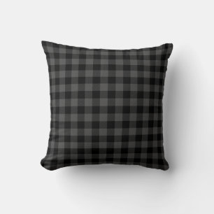 Coussin Motif carreaux tartan gris noir classique