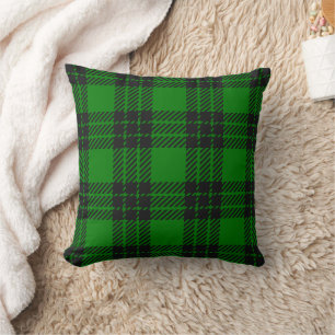 Coussin Motif carreaux tartan vert et noir