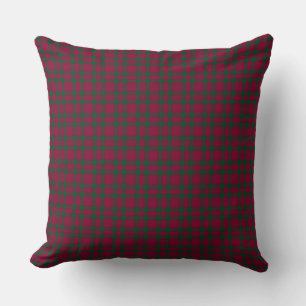 Coussin Motif carreaux vert et bourgogne