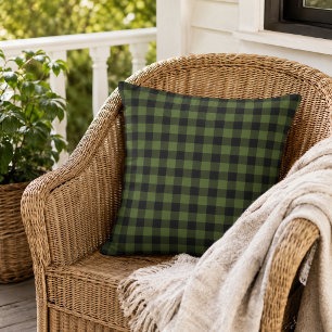 Coussin Motif carreaux vichy vert classique noir Buffalo