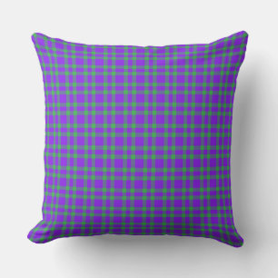 Coussin Motif carreaux violet vert