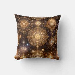 Coussin Motif céleste d'or mystique