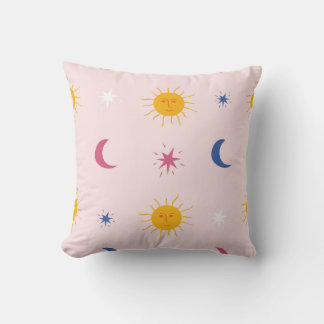 Coussin Motif céleste du soleil et de la lune