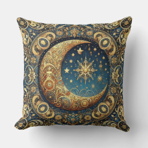 Coussin Motif céleste Orné Avec Crescent Moon