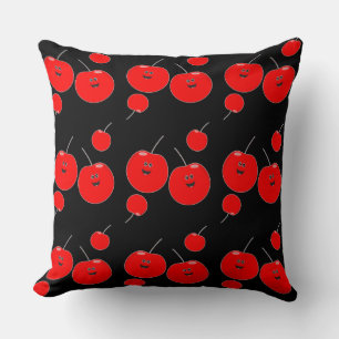 Coussin Motif cerise rouge et noire