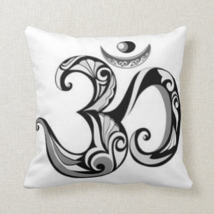 Coussin Motif Chakra en couronne noire blanche Imprimer