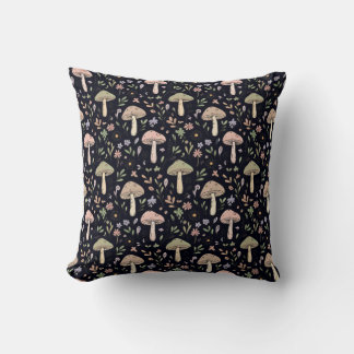 Coussin Motif champignon noir riche Gothique Académie somb