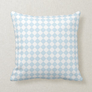 Coussin Motif Checkered en pastel de diamant bleu et blanc