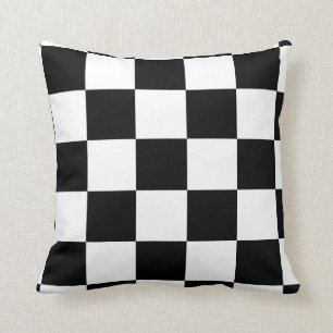 Coussin Motif Checkered noir et blanc