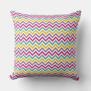 Coussin Motif Chevron avec Rayure Sarcelle et Violet