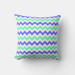 Coussin Motif Chevron Blanc Monnaie Bleue