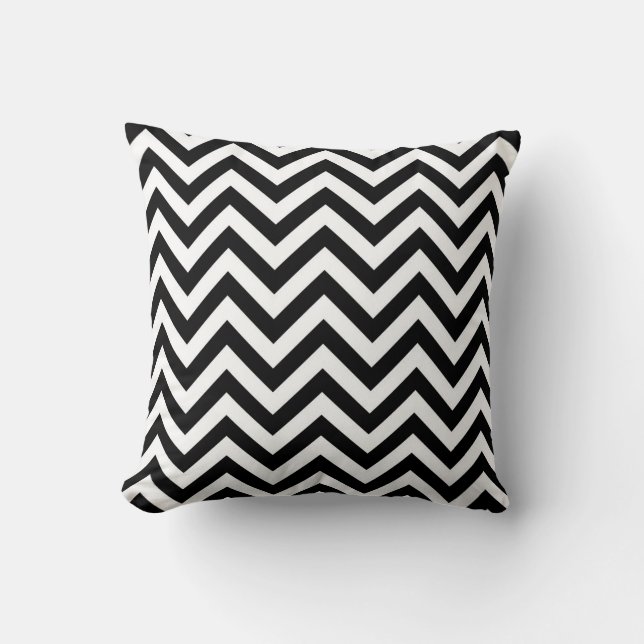 Coussin Motif Chevron blanc noir simple (Recto)