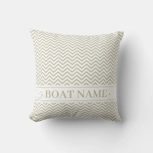 Coussin Motif Chevron de Délicat Vert Gris Olive. Bateau